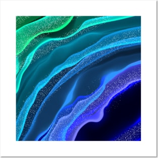 Abstract Blue and Green Beach Waves Posters and Art